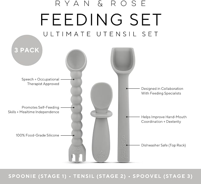 Ryan & Rose Ultimate Baby Utensil Set of 3 Silicone Baby Spoons Silicone - Image 2