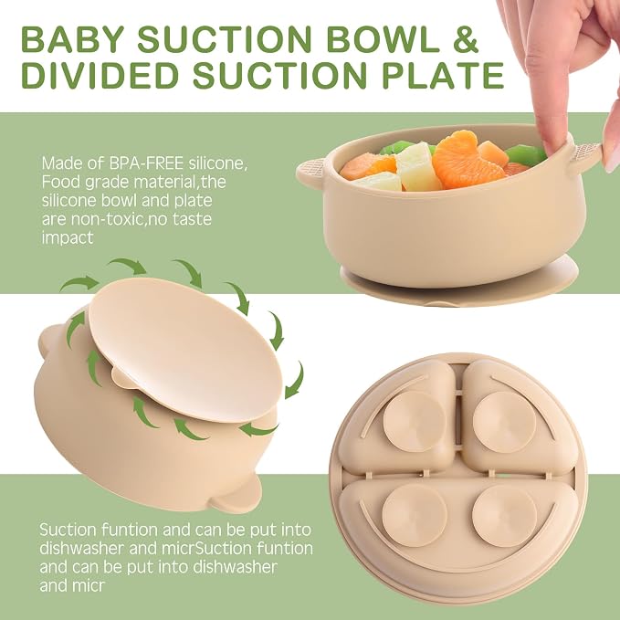 Dandat 24 Pcs Silicone Baby Feeding Set, 6 Baby Toddler Suction Bowls 6 Divided - Image 4