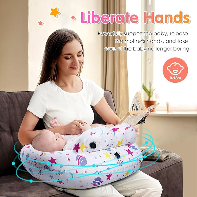 Inflatable Nursing Pillow for Breastfeeding – Travel Baby Feeding Cushion for - Image 2