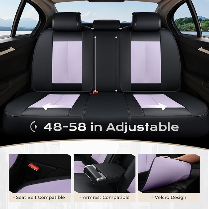 Coverado Car Seat Covers Full Set, Car Seat Protector Waterproof, Nappa Leather - Image 2