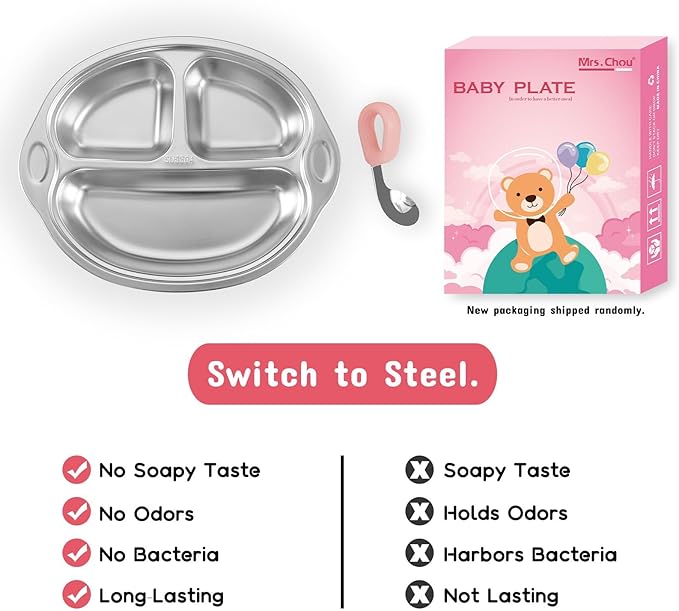 Stainless Steel Baby Suction Plates: Divided Plates - Image 3
