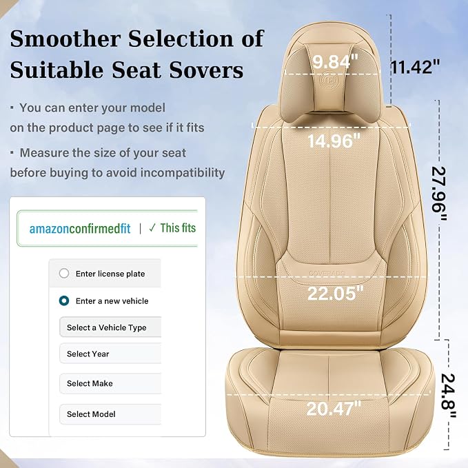 Coverado Universal Seat Covers Front, Waterproof Nappa Leather Car Seat Covers - Image 7