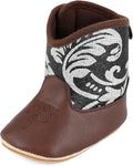 MK MATT KEELY Leather Western Boots Cowboy Bootie Soft Sole Non-Slip Crib Shoes by MKMATTKEELY