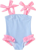 Happy Town Toddler Swimsuit Girl Solid Color Stripe One-Piece Baby Bathing Suits by HappyTown