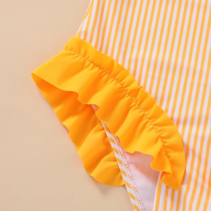 Happy Town Toddler Swimsuit Girl Solid Color Stripe One-Piece Baby Bathing Suits - Image 5