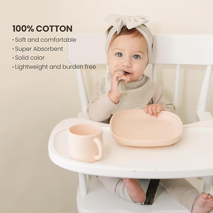 Konssy Muslin Baby Bibs 10 Pack Baby Bandana Drool Bibs 100% Cotton - Image 5
