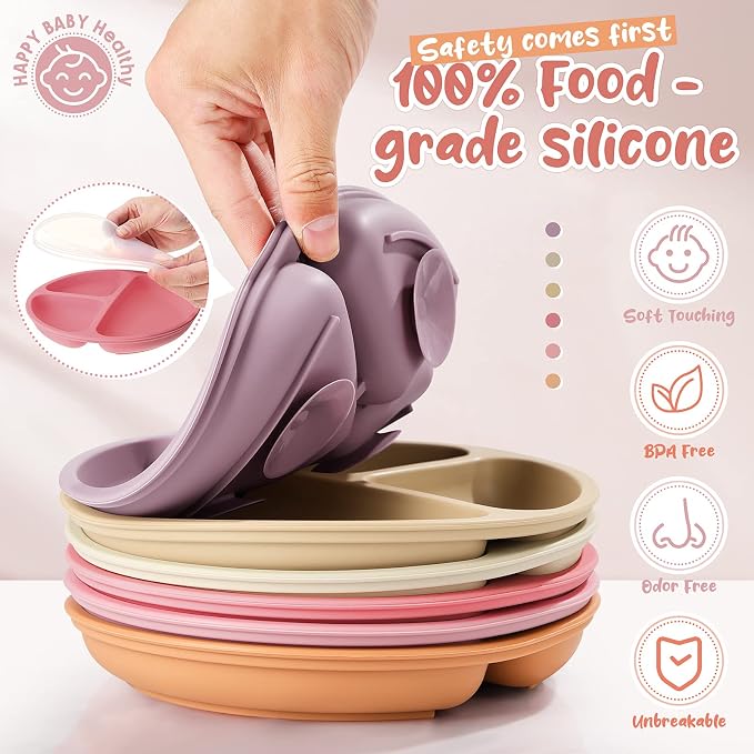 Meanplan 6 Pack Suction Plates for Toddlers - Image 3