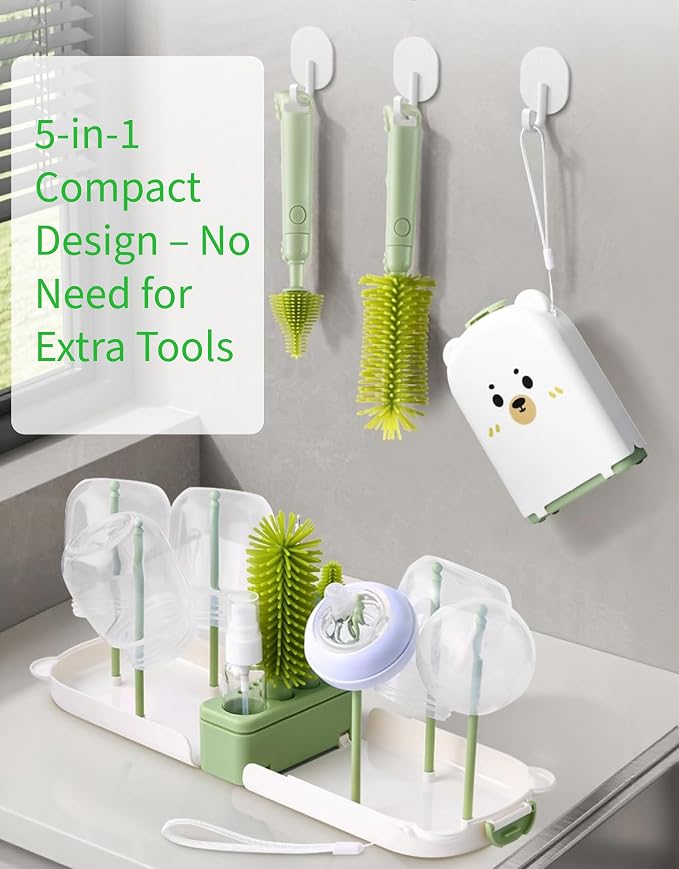 Travel Bottle Cleaner kit, 7in1 Baby Toddler Travel Essential Silicone Bottle - Image 3
