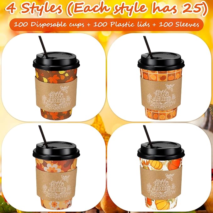 Lallisa 100 Sets Fall Thanksgiving Coffee Cup Bulk - Image 4