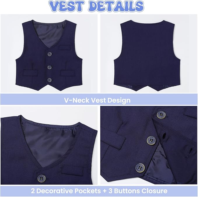 Baby Boy Clothes Suits Infant Gentleman Wedding Outfit Formal Dress Shirt Vest - Image 6