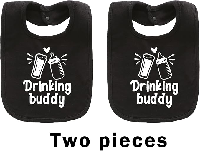 Baby Twins Bibs Drinking Buddy Newborn Baby Bibs Cute Unisex Bibs Set Toddler - Image 2