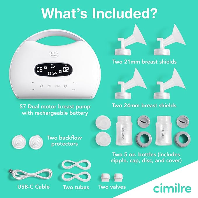 Cimilre S7 Dual Pro Rechargeable Breast Pump & Breast Milk Storage Bags Bundle - Image 3