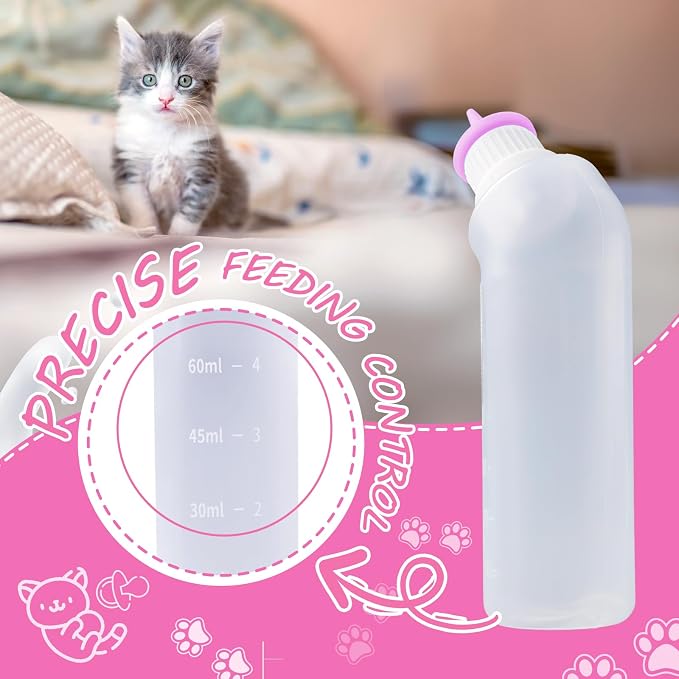 5Pack Kitten Bottle for Nursing Puppy Milk Kitten Bottles Feeding Kit Silicone - Image 6