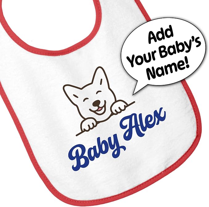 Personalized Baby Bib – Soft Cotton Terry, Cute Jindo Dog Design - Image 3