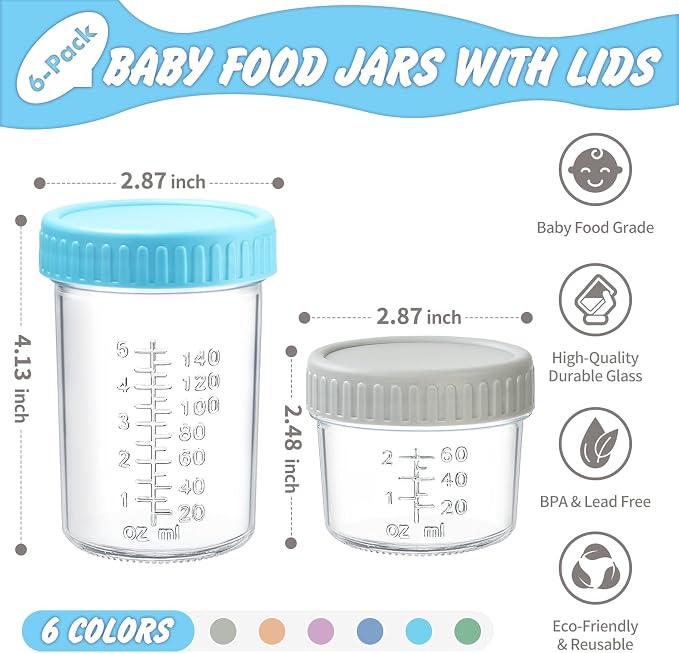 DRKIO 6 Pack Glass Baby Food Storage Containers - Image 2