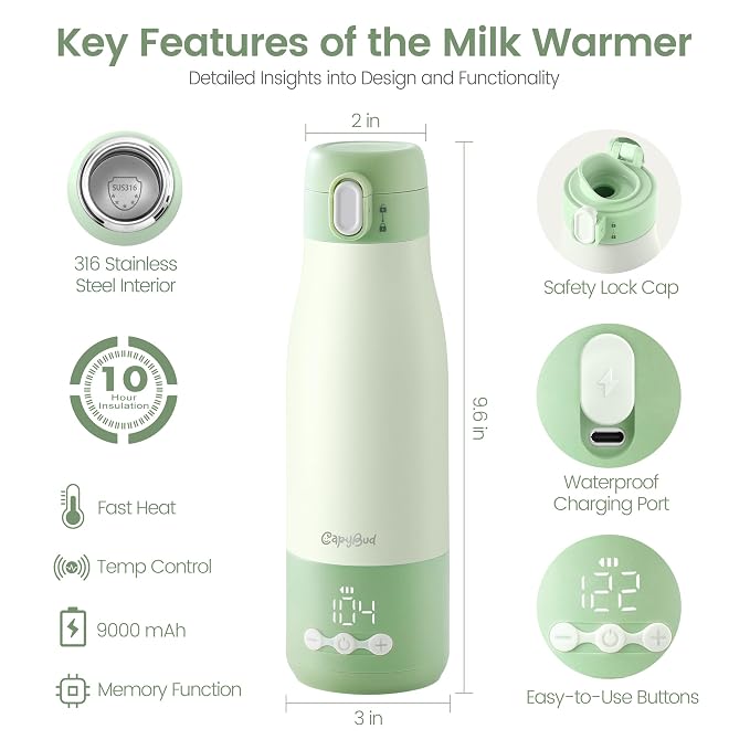Portable Bottle Warmer for Travel, 3Min Fast Heating Bottle Warmer for - Image 4