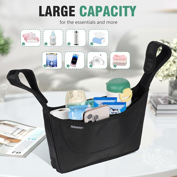 Stroller Caddy, Universal Stroller Organizer, 600oz Large Storage Stroller - Image 4