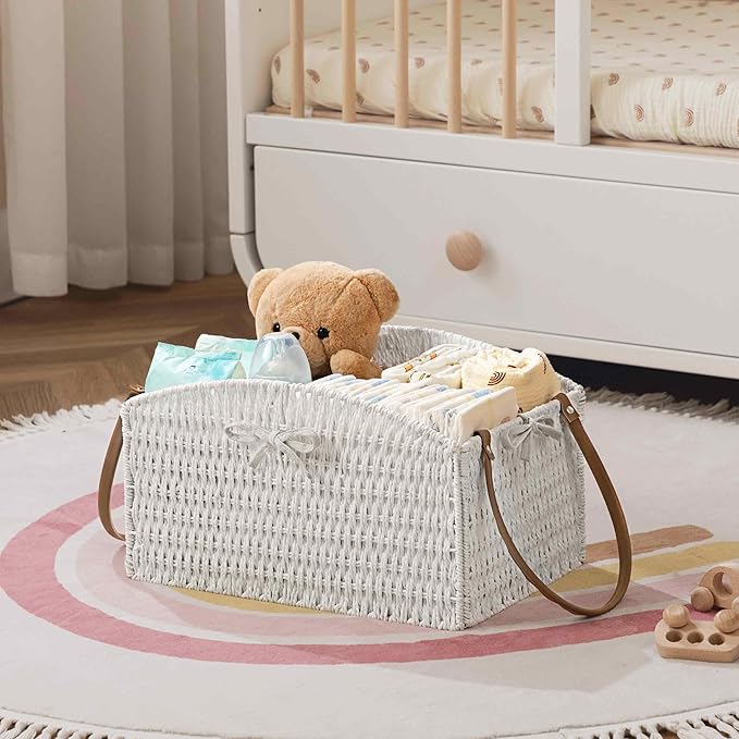 HBlife Diaper Caddy Organizer, Large Hand-Woven Storage Basket - Image 4