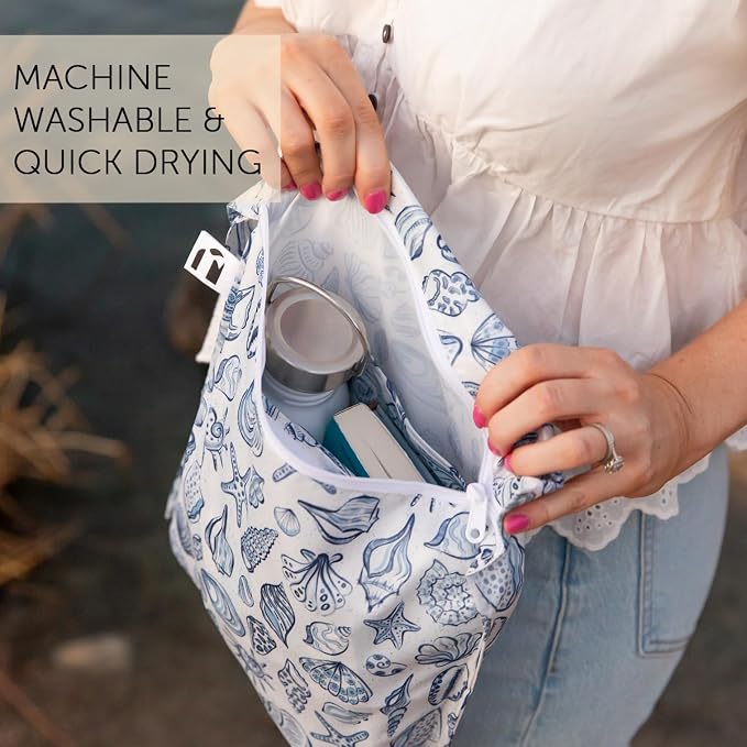 Bumkins Roamio Wet Bag and 3-Pack Clear-Sided Travel Pouches, Waterproof Fabric - Image 4