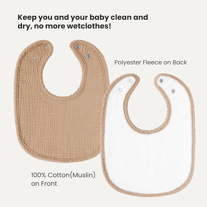 Konssy Muslin Baby Bibs 8 Pack Baby Bandana Drool Bibs Cotton - Image 2