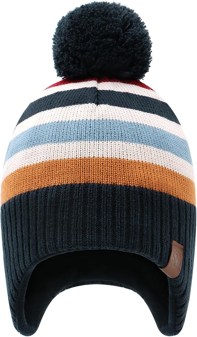 Duoyeree Kids Beanie Hat for Boys Girls Pom-pom Kint Hats Cozy Lining Winter - Image 2