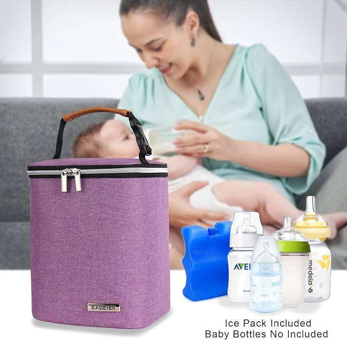 Breast Milk Cooler Bag with Ice Pack Fits 4 Baby Bottles Up to 9 Ounce - Image 6
