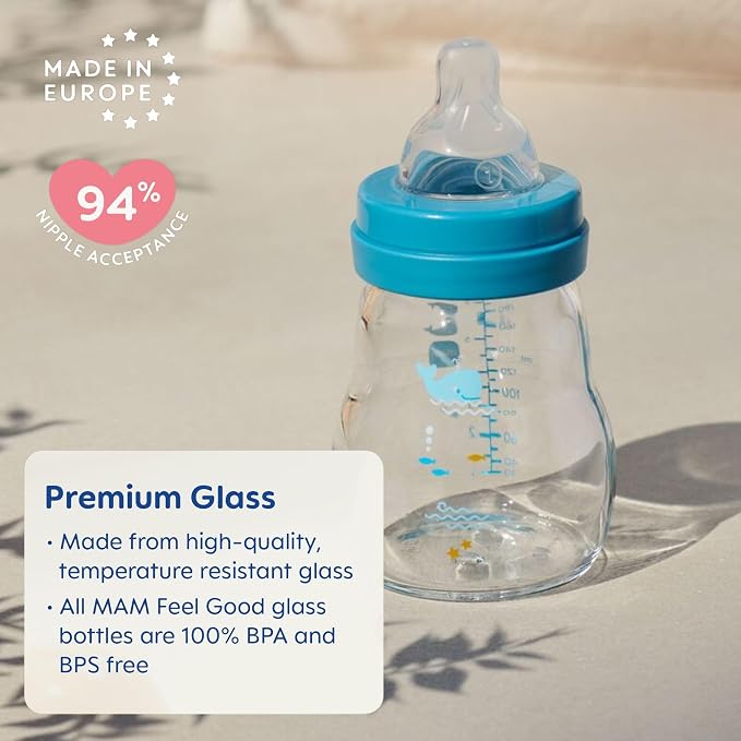 MAM Premium Glass Baby Bottles, Easy Switch Between Breast and Bottle, Feel - Image 2