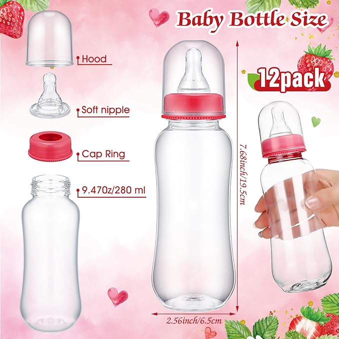TrelaCo Cool Baby Shower Games Wooden Bottle Chug Sign Strawberry Theme Gift - Image 3