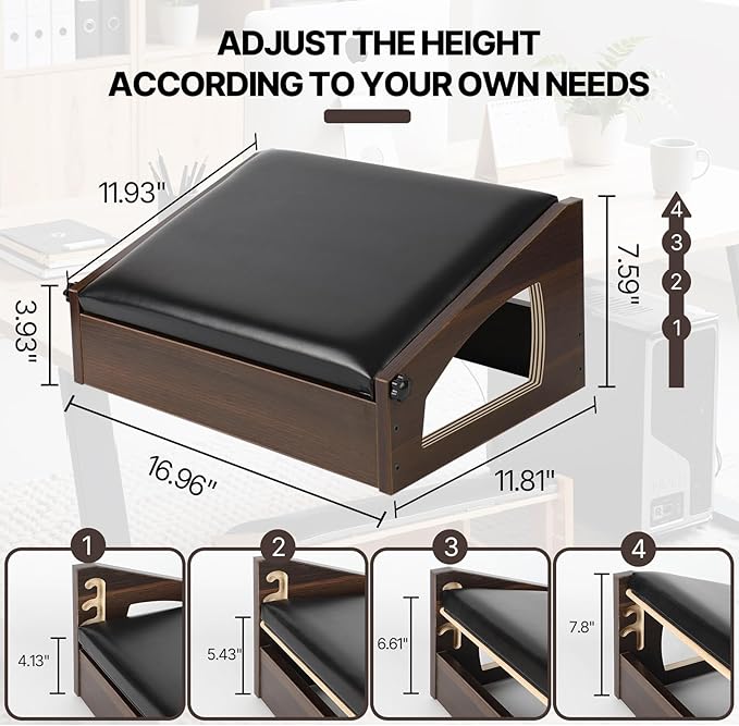 Ergonomic Foot Rest, 4 Adjustable Height Foot Stool, Footrest Under Desk， Flip - Image 4