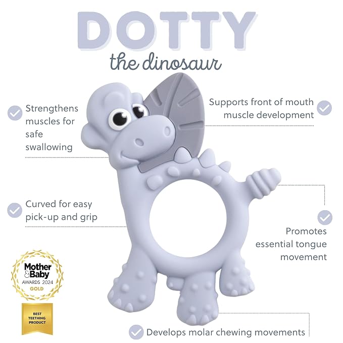 Bibado - Dotty The Dinosaur Teething Toys, Mist - Multi-Sensory Teether - BPA - Image 4