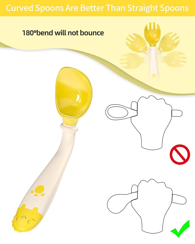 Deejoy Toddler Utensils, Self-feeding Flatware Set withTravel Case, Baby Spoons - Image 5