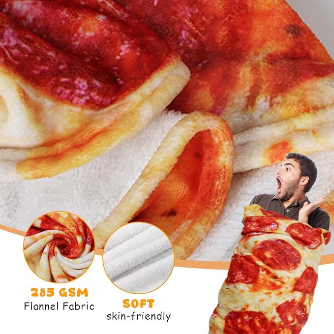 Lhedon Pizza Blanket for Teen Kids, 60 Inch Throw Blanket, Round Pepperoni - Image 5