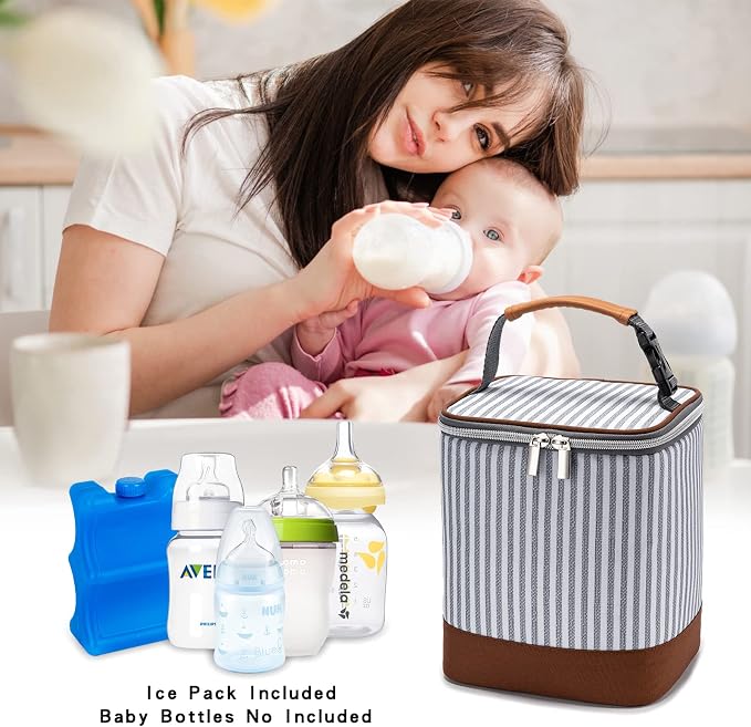 Breast Milk Cooler Bag with Ice Pack Fits 4 Baby Bottles Up to 9 Ounce - Image 6