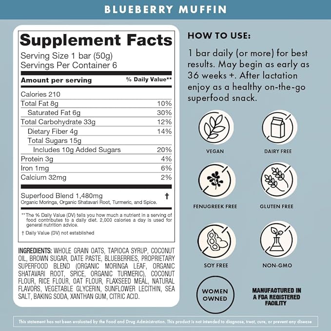 Boobie Bar Superfood Blueberry Muffin Lactation Bar - Image 2