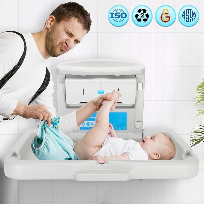Commercial Baby Changing Station Diaper Wall Mount, Foldable Baby Change - Image 3