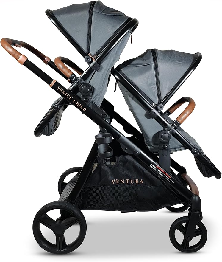 Venice Child Midnight Ventura Single to Double Sit-and-Stand Stroller & 2nd by Venice+Child