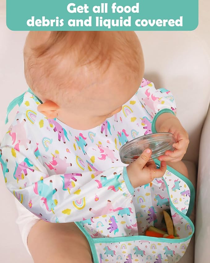 Lictin 3 Pack Baby Bibs for Boy or Girl, Cute Long Sleeve Bib, Waterproof Bibs - Image 7