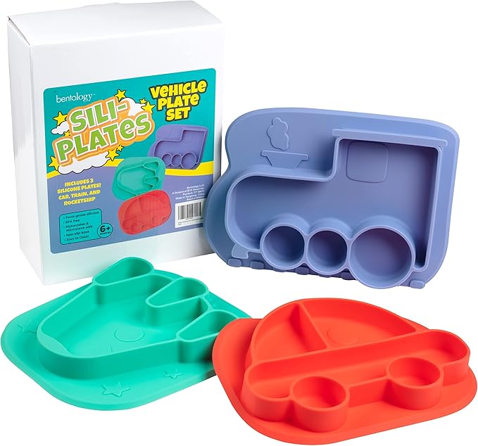 Vehicle Silicone Compartment Plates- 3 PK Car, Rocket- Large Divided Sections - Image 5