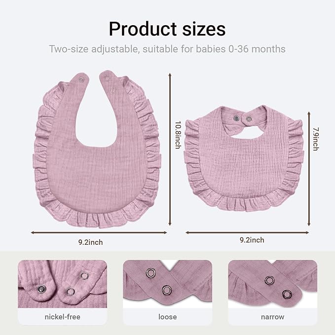 Baby Muslin Bibs, Soft and Absorbent Cotton - Image 3