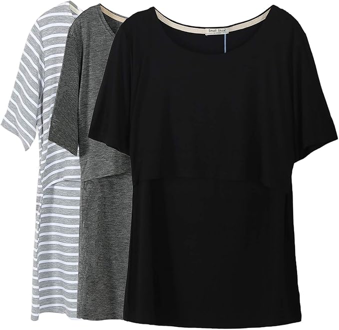 Smallshow Women's Maternity Nursing Tops Short Sleeve Breastfeeding Clothes by Smallshow