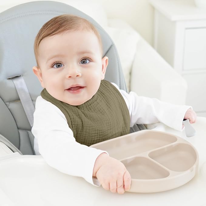 Bearmoss Muslin Baby Drooling Bibs 8 Pack, 100% Cotton Square Adjustable - Image 4