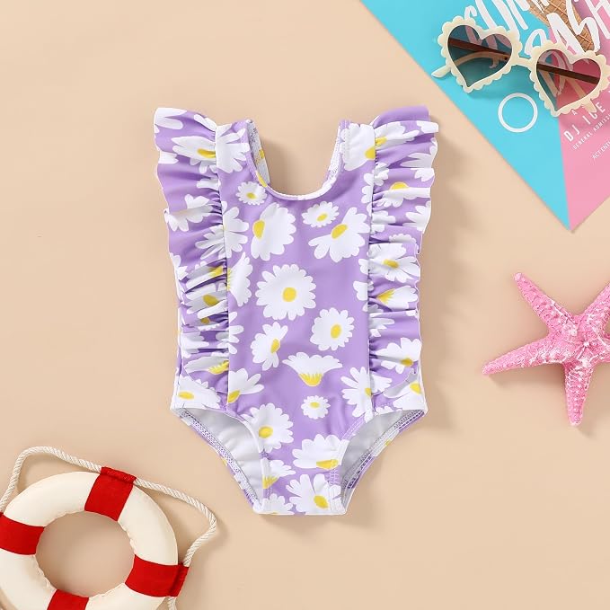 Newborn Baby Girl Ruffle Swimsuit Infant Toddler One Piece Floral Bikini Beach - Image 2