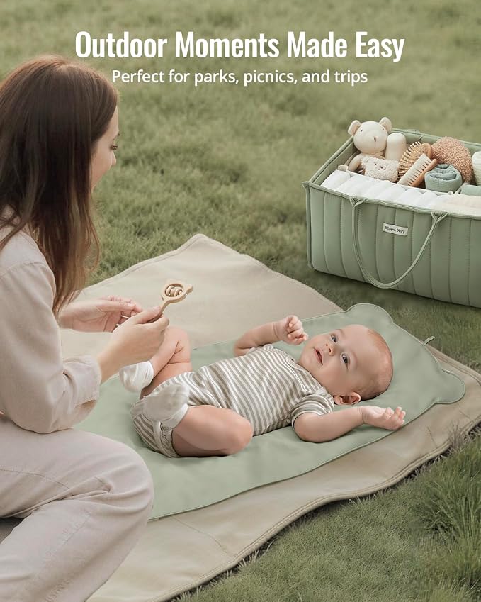 Blissful Diary Vegan Leather Portable Changing Pad, Wipeable & Waterproof Baby - Image 4