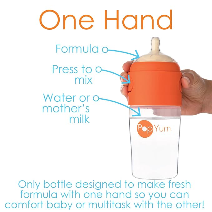 PopYum 9 oz Orange Anti-Colic Formula Making/Mixing/Dispenser Baby Bottles - Image 2