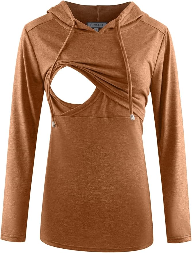 GINKANA Women's Nursing Hoodie Sweatshirt Long Sleeves Breastfeeding Maternity by GINKANA