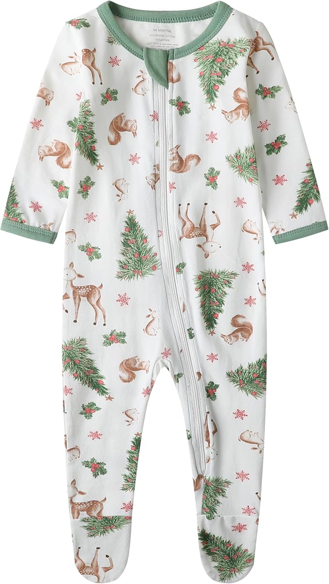 O2 BABY Baby Boys Girls Organic Cotton Zip-Front Sleeper Pajamas, Footed Sleep by O2BABY