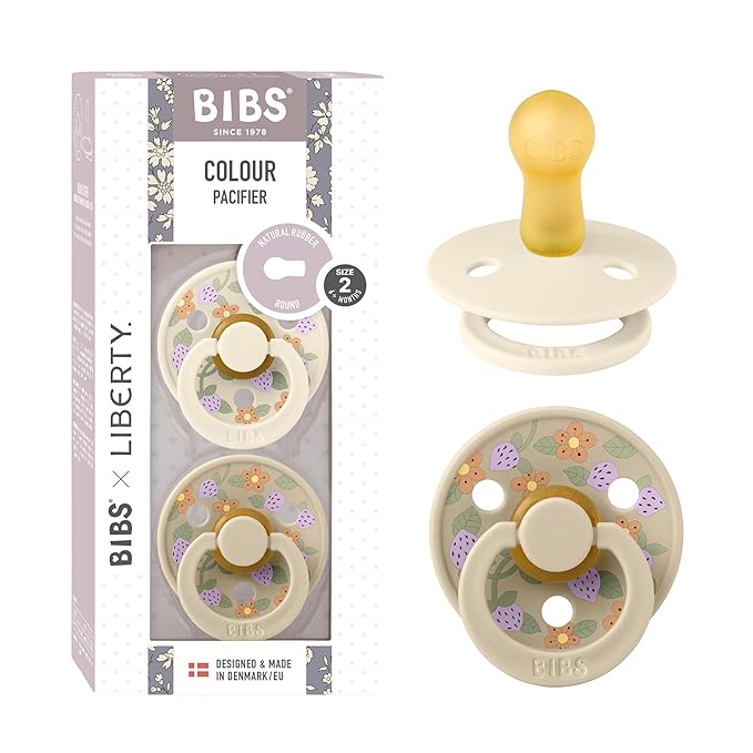 BIBS Colour Liberty Soother 2-Pack, BPA Free Dummy Pacifier, Round Nipple. by BIBS