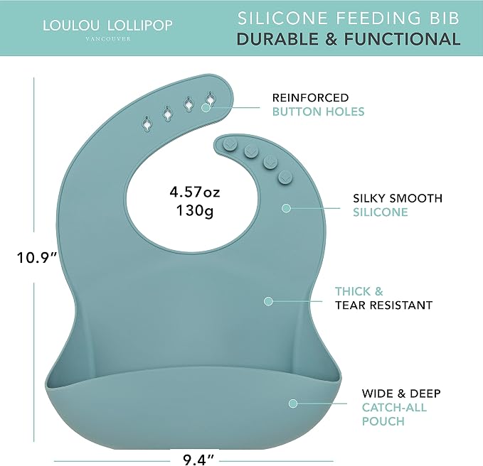 Loulou Lollipop Soft, Waterproof Silicone Feeding Bib - Image 2