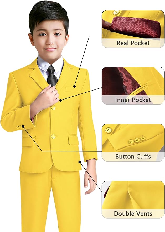 YuanLu Boys Suit for Kids Tuxedo Wedding Ring Bearer Outfit, 5 Piece Boy Slim - Image 3