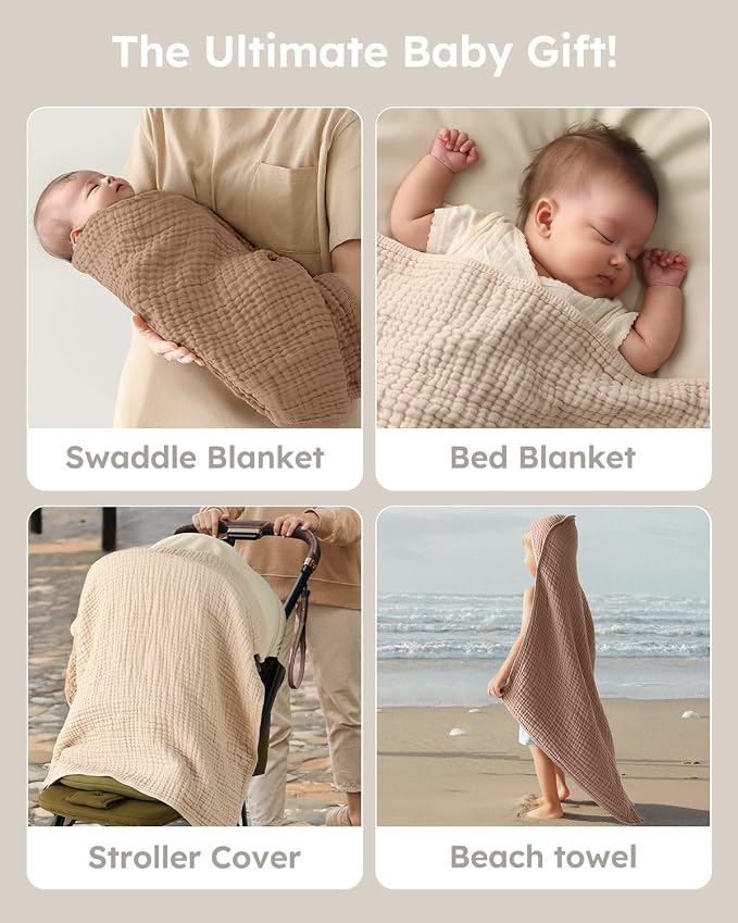 Yoofoss Hooded Baby Towels for Newborn 2 Pack 100% Muslin Organic Cotton Baby - Image 6